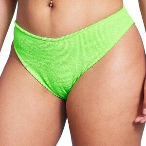 Pucker V-Front High Waist Extra High Leg Cheeky Bikini Bottom | Wild Fable | XL